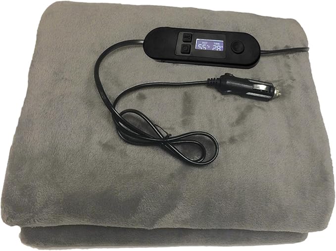 Auto Battery Heating Blanket, 12V Heated Blanket Battery Operated for Camping, Electric Car Heating Fleece Blanket, Portable Heated Blanket Waterproof, USB Electric Throw Blanket Cordless wit