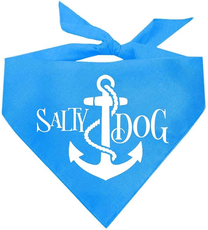 Salty Dog Dog Bandana 100% Cotton Adjustable Triangle Summer Vacation Beach Pool | Turquoise, X-Small (100)