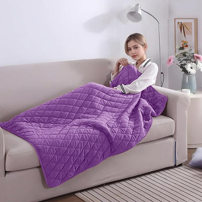 Portable Heated Blanket Soft Warm Heated Lap Rechargeable Electric Throw for Camping Car Travel Use No Battery