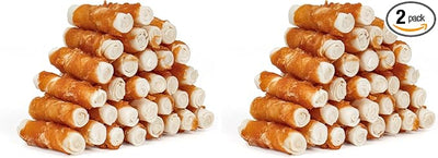MON2SUN Dog Treats, 2.5 Inch Chicken Wrapped Rawhide Rolls, Teeth Cleaning Chews with High Protein for Small Dogs, 21.2 oz (32 Count - Pack of 2)