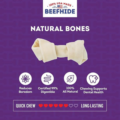 USA Beefhide Bones 5-6" Dog Chew Treats - Chicken Flavor, 7 Count/1 Pack