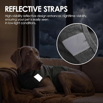 AOFITEE Dog Anxiety Vest, Thunder Jacket for Dogs Anxiety, Soft Breathable Dog Calming Shirt for Fireworks, Thunder, Separation, Anti-Anxiety Dogs Calming Vest with Hook & Loop Closure, Grey S