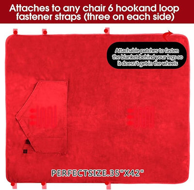 Hahafelt 12v Heated Flannel Wheelchair Blanket, Red Portable Heated Throw for Elderly 2 Heating Zones, Camping Essentials, Elderly Gift