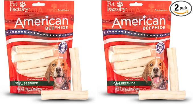 American Beefhide 3-3.5" Mini Rolls Dog Chew Treats - Natural Flavor, 14 Count/2 Pack
