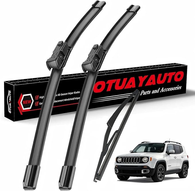 OTUAYAUTO Windshield Wiper Blades Replacement for 2015-2021 2022 2023 Jeep Renegade All-Extreme Weather Performance Quiet No Trace Front and Rear Wipers Top Lock 22"+20"+10" (Pack of 3)