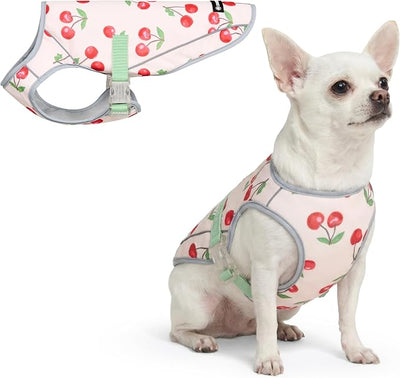 Spark Paws Dog Cooling Vest - SPF 50 UV Sun Protection - Summer Heat Relief Gear for Dogs, Lightweight, Evaporative Cooling - Dog Anxiety Relief Vest During Hot Days - Cherries - Size S