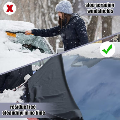 Tallew Car Windshield Cover for Ice Frost and Snow Oxford Fabric 69 x 42 Inches Waterproof Windproof Automotive Windshield Covers for Frost with 4 Elastic Straps for Winter Suvs Trucks Accessories