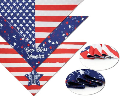 American Flag Dog Bandanas 3 Pack XL Extra Large, 4th of July Patriotic Pet Scarf Bandana for Independence Day Memorial Day, Red White Blue Holiday Costume for Extra Large Dogs
