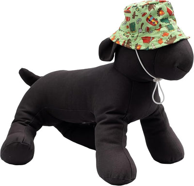 THE WORTHY DOG Happy Camper Hat for Dogs – Lightweight Pet Sun Hat with Adjustable Chin Strap, Soft Brim & Bright Colors - Green, Large