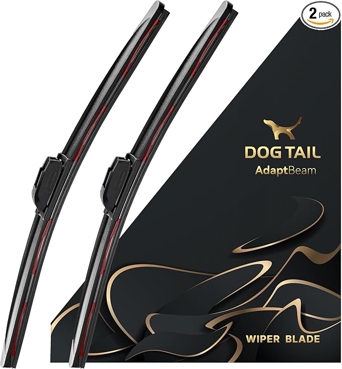DOG TAIL AdaptBeam Neoprene Wiper Blades - 26'' & 20''- Set of 2 | Super Duty Neoprene, Dual-Steel, Premium Quality, 7 Multiple Adapters for Quick Setup with Wide Vehicle Compatibility