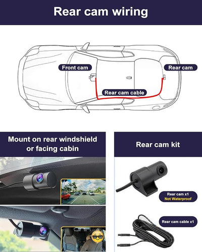 Fitcamx Front 2K+Rear 1080P Dash Cam Adapts for Toyota 4Runner 2025-2026 & Hybrid (HD2-35030), OEM Style, Dual HD Video, Built-in WiFi & APP, Loop Recording, Gravity Sensor, Easy to Use, 64GB Card