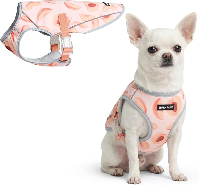 Dog Cooling Vest - SPF 50 UV Sun Protection - Summer Heat Relief Gear for Dogs, Lightweight, Evaporative Cooling - Dog Anxiety Relief Vest During Hot Days - Peaches - Size M