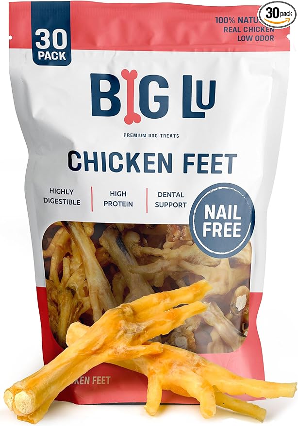Nail-Free Chicken Feet Dog Chews, (30-Pack) | 100% Natural Single-Ingredient Treats, Rawhide-Free, Long-Lasting, Rich in Glucosamine and Chondroitin for Joint Health