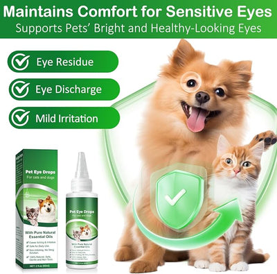 VOSIFSDIY Eye Drops for Dogs, 2PCS Cats and Dogs Eye Drops, Dog Eye Infection Treatment Relieve Eyes Itching & Irritation, Pink Eye & Allergies Symptoms Safe & Gentle Formula