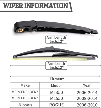 Rear Wiper Arm Blade Nut Set Replacement for Nissan Rogue 2006-2013,Mercedes-Benz ML320 ML350 ML450 2008-2011,Juke 2011-2016,Rear Window Cover Accessories,ML500 ML550 Back Windshield Cap