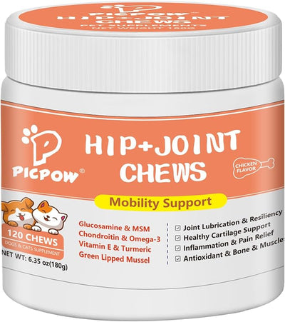 Chewable Bone Health for Dogs & Cats Promotes Tissue Repair, Supports Bones& Muscles, Digestive, Skin, Coat and Improved Nutrient Absorption, 120 Soft Chews.