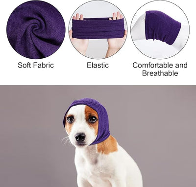 Rbenxia Dog Ear Muffs - Noise Protection & Warmth, Winter Ear Scarf (Purple, Small)