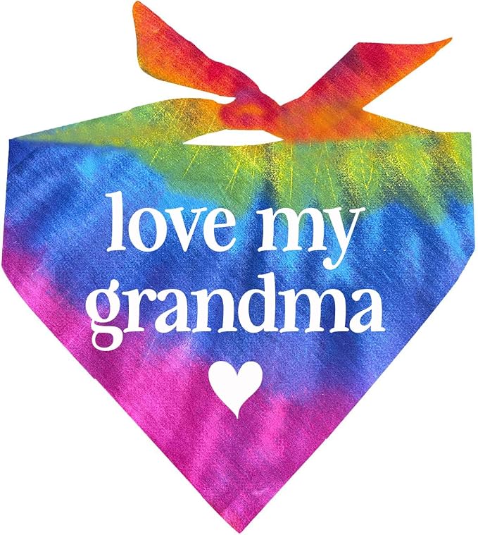 Love My Grandma Mother's Day, Valentine's Day Dog Bandana (Sunset Tie Dye, OS 399)