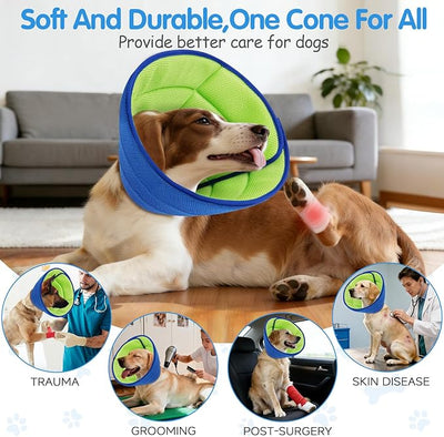Upgrade Soft Dog Cone Collar, Dog Cone Alternative to Stop Licking After Surgery, Adjustable Comfy Cones for Small/Medium/Large Dogs, Light-Weight Mesh Fabric Elizabethan Collars (L)