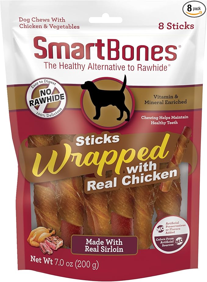 SmartBones SmartStick Wrapped with Real Chicken, 1 Count (Pack of 8)