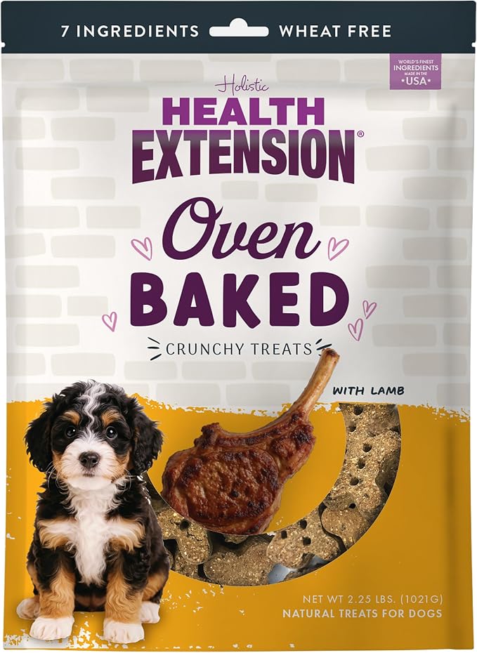 Oven-Baked Dog Treats, Lamb Recipe – Gluten & Wheat-Free, Superfood-Infused, Crunchy Biscuits for Puppy Training (2.25 lb)