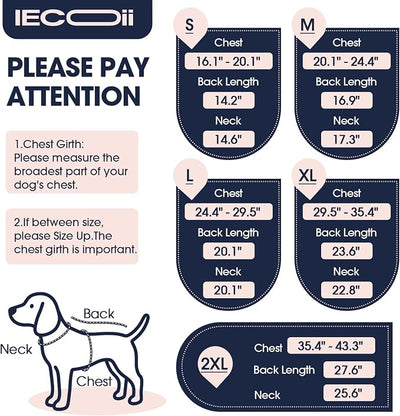 IECOii Dog Anxiety Vest, Breathable Anxiety Relief Wrap, Dark Blue, Size XL | Gentle Pressure Wrap Helps Ease Stress During Separation Anxiety, Vet Visits, Travel and Unexpected Loud Sounds