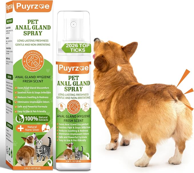 Dog Anal Gland Spray for All Pets - Fast Relief for Anal Glands Natural, Soothes Itching, Stops Scooting, Eliminates Odors, Dog Anti Itch Spray for Pain-Relieving - 4.06 FL Oz