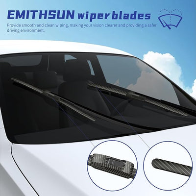 OEM QUALITY 26" + 22" Premium All-Seasons Durable Stable And Quiet Carbon Fiber Gold Windshield Wiper Blades (Set of 2)
