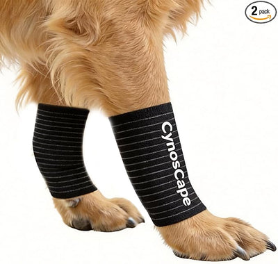 Dog Leg Brace, Black Compression Support Wraps for Front or Rear Legs with Streching Adjustable Strap,Dog Wrist Brace- Leg Sleeve to Stop Licking - Aid in Wound Care and Recovery