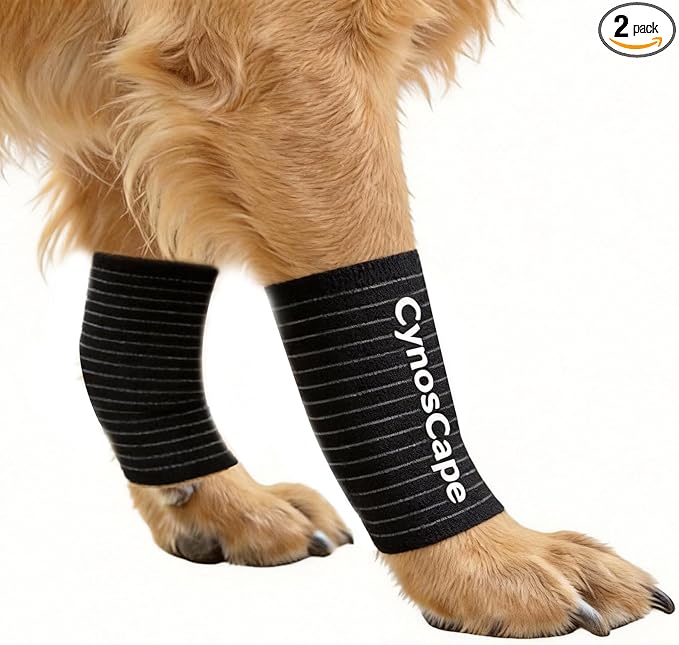 Dog Leg Brace, Black Compression Support Wraps for Front or Rear Legs with Streching Adjustable Strap,Dog Wrist Brace- Leg Sleeve to Stop Licking - Aid in Wound Care and Recovery (Balck, Large)