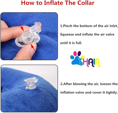 THAIN Soft Dog Recovery Protective Collar After Surgery-Cone Inflatable Collar for Dogs and Cats - Adjustable Washable Elizabethan Collar (ML)