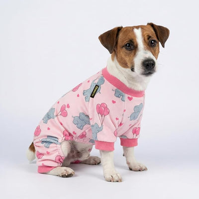 Fitwarm Elephant Fleece Dog Pajamas, Cozy Winter Clothes for Small Dogs Girl, Cute Pet Outfit, Pink, Blue, Large