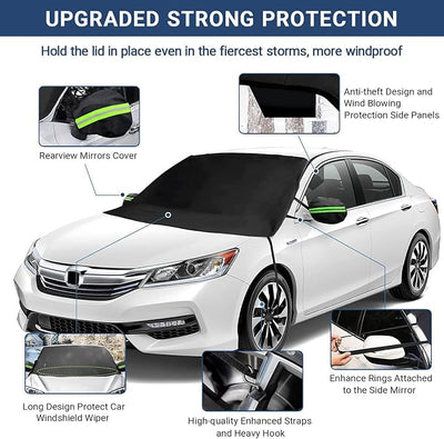 Windshield Cover for Ice and Snow, Car Windshield Snow Cover, Thicken Windshield Frost Cover Waterproof Windshield Snow Ice Cover with Side Mirrors Cover for Most Cars SUVs and Vans (63"x 47")