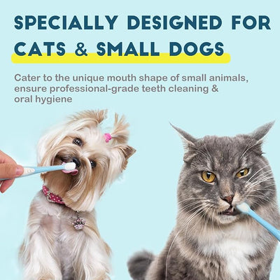 Small Dog Toothbrush, Cat & Puppy Tooth Brushing Kit, Ultra Soft & Mini Head Tooth Brush for Kitten & Tiny Pet, Doggy Toothbrushes Deep Dental Teeth Cleaning, Soft Bristles, 2 PCS - Blue