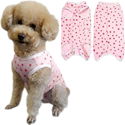 Dog's Recovery Suit Post Surgery Shirt for Puppy, Small Dog Surgical Recovery Suit for Female Male Dogs, Dog Onesie Protect Surgical Wound(Pink Stars-XL)