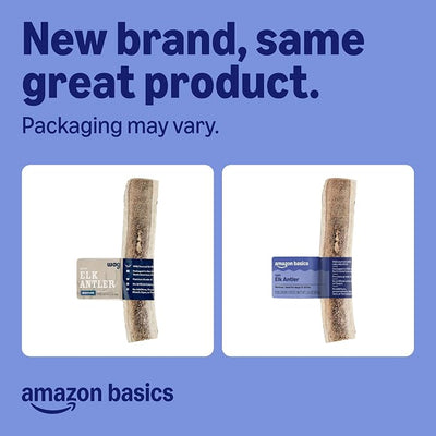 Amazon Basics Split Elk Antler, Naturally Shed, Long Lasting for Aggressive Chewers, Medium (Best for Dogs 15-30 lbs) (Previously Wag)