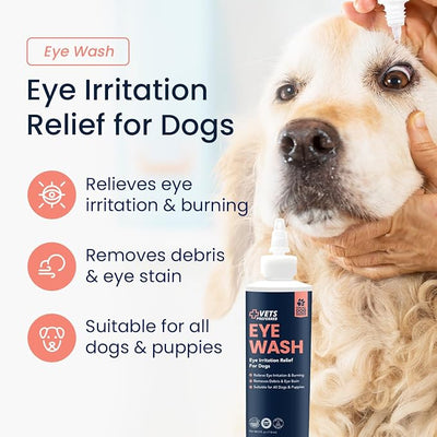Vets Preferred Eye Cleaner for Dogs - Dog Eye Wash Drops for Infection & Tear Stain Remover - Improves Allergy Symptoms, Infections & Runny Eyes - Dog Eye Drops Rinse for Every Dog - 4 Oz