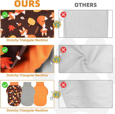 KOOLTAIL Thanksgiving Dog Sweater, 3 Pack Fleece Fall Dog Shirt Turtleneck Pullover Clothes for Small Medium Large Dogs, Fuzzy Soft Warm Pet Winter Cold Weather Coat for Puppy Cat Girl Boy, Autumn XS