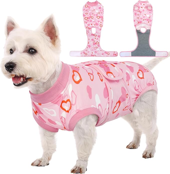 Dog Surgery Recovery Suit, Valentine's Day Doggie Surgical Shirt for Female Male Dogs, Pet Onesies for Small Medium LargeDogs