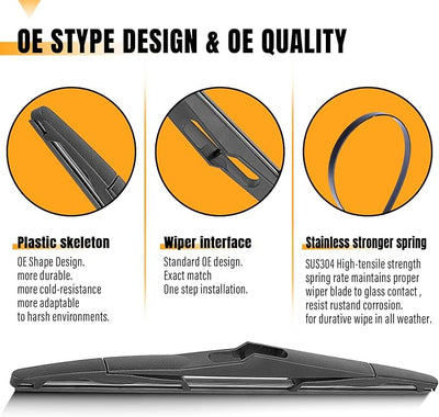 AUTOBOO Rear Wiper Blade Replacement For Jeep Wrangler 2007-2017 JK Wrangler Unlimited-OEM Factory Replacement Accessories Parts 68002490AB,Blade 13 inch (Pack of 1)