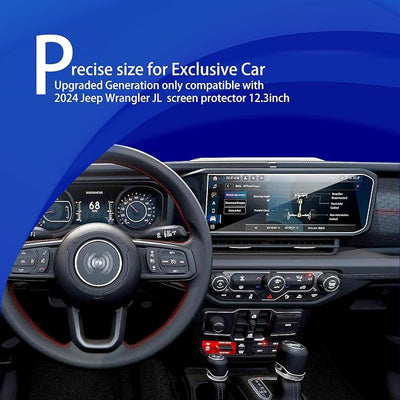 2pcs Anti-Glare 2025 2026 Jeep Gladiator Wrangler Screen Protector for 2024 2025 2026 Jeep Wrangler JL Gladiator 4xe Sport Rubicon X Sahara Willys Sport S 12.3Inch 2025 Wrangler Gladiator Accessories Tempered Glass Wrangler 12.3'' Matte V2