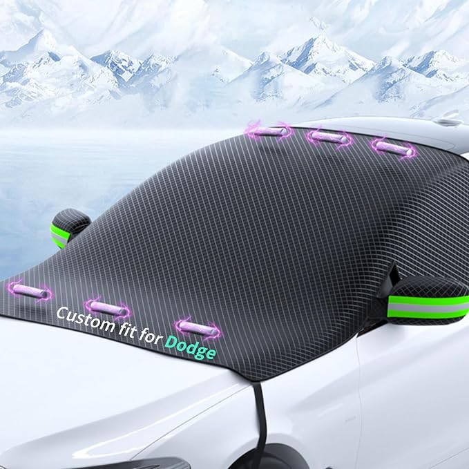 Custom fit for Dodge Windshield Snow Covers, 8 Layers WAaterproof Windproof Protection, UV, Winter Magnetic Windshield Frost Cover, for Dodge Accessories (for Dodge Journey)