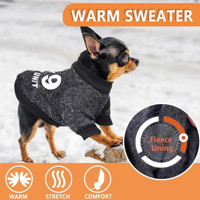 2 Pieces Dog Sweaters for Small Boy Fleece Puppy Sweater for Teacup Chihuahua Yorkie Clothes Soft Warm XXS Dog Clothes Doggie Pet Outfit Apparel Black Puppy Sweatshirt