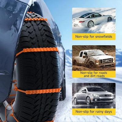 Topteng 20Pcs Emergency Snow Tire Chains Anti-Skid Traction Belts for Car SUV Truck – Universal Fit for 6.9–11.6 Inch Tires – Nylon Winter Road Grip Straps for Ice Mud Sand, Zip Tie Tire Chains