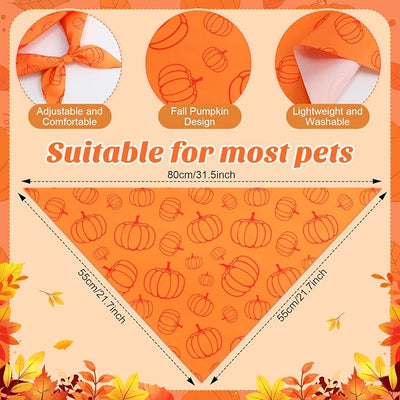 Abbylike 50 Pcs Fall Dog Bandanas Bulk Autumn Pumpkin Bandanas for Dogs Triangle Kerchief Bibs Scarf for Pets Thanksgiving Party Costume Photo Props Accessories, 25 Styles (31.5 x 21.7 x 21.7)