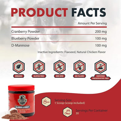 Bladder and Kidney Relief for Dogs by Daybreak Nutrition | Powder Cranberry Supplement for Dogs for UTI Treatment & Urinary Support | Dog Urinary Tract Infection Remedy Supplement