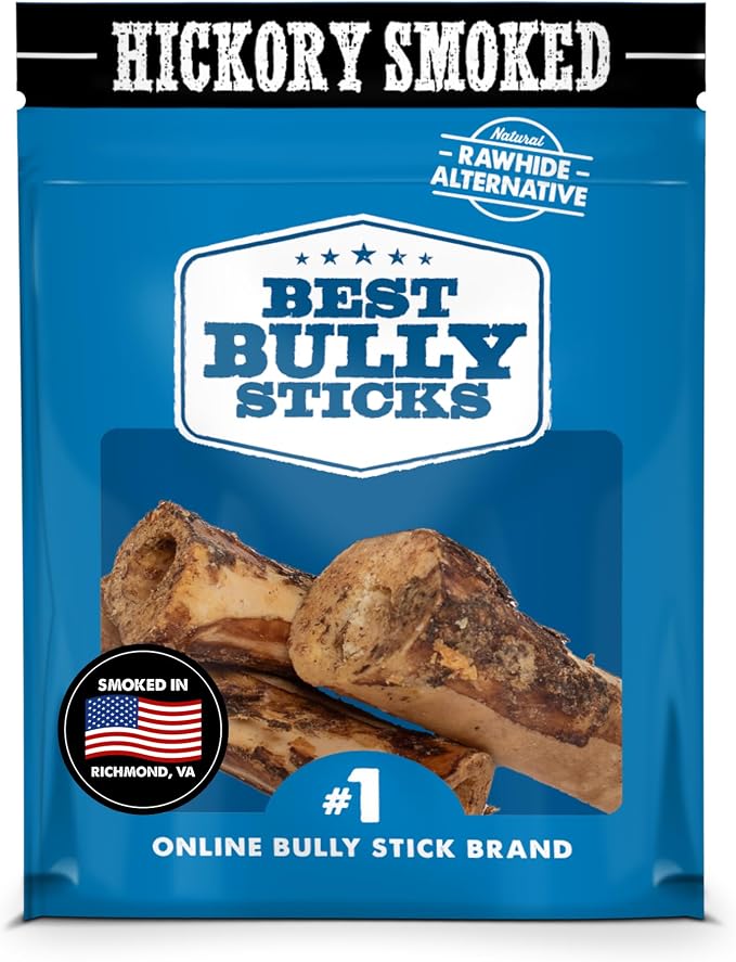 Hickory Smoked Marrow Bones - 3 Count (Pack of 1) - No Additives, Long-Lasting, Great for Large Breeds