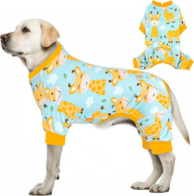 KYEESE Dog Pajamas Soft Pet Clothes Giraffe Dog Pjs Pet Onesie Stretchy Comfy Pet Costume Coat, XX-Large