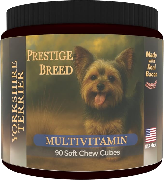 Multivitamins, Balanced Nutrition for Your Yorkie, 90 Count, Made in the USA with Real Bacon