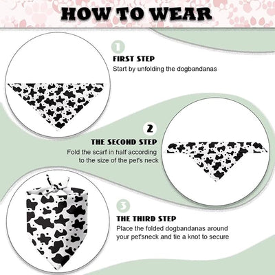 KEIAHUAN Cow Print Dog Bandana Adjustable Dog Bandanas Reversible Triangle Scarf Holiday Puppy Kerchief Bib Accessories for Dogs Cats Pets